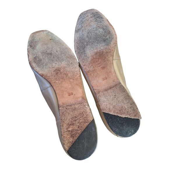 Enzo Angioloni Leather Flats Loafers 8M Pearlized Beige Champagne Neutral - Picture 10 of 14